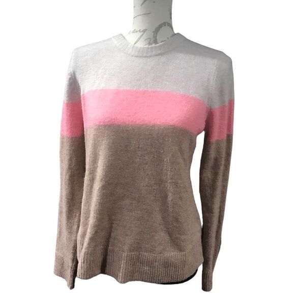 Old Navy Pink and Brown Color Block Sweater Medium - Picture 2 of 12